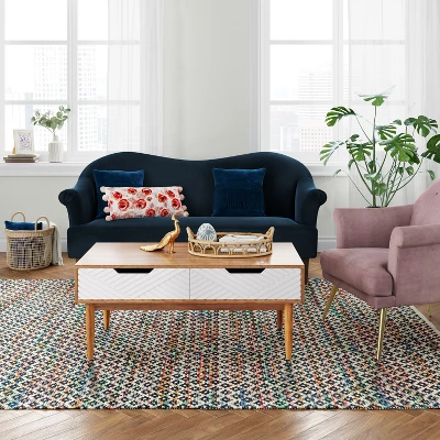 7'x10' Striped Diamond Woven Area Rug Blue - Opalhouse™ 2 7'x10' Striped Diamond Woven Area Rug Blue - Opalhouse™ - Image 2