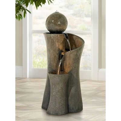 John Timberland Modern Sphere Curve Zen Outdoor Floor Water Fountain 39 1/2" With LED Light For Exterior Garden Yard Lawn 7 John Timberland Modern Sphere Curve Zen Outdoor Floor Water Fountain 39 1/2" With LED Light For Exterior Garden Yard Lawn - Image 7