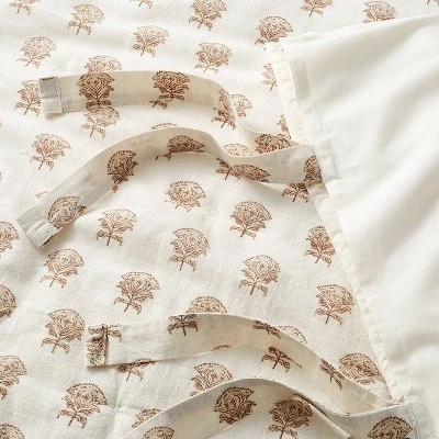 Lofty Cotton Slub Woodblock Print Floral Quilt Sham White/Mauve – Threshold™ Designed With Studio McGee 4 Lofty Cotton Slub Woodblock Print Floral Quilt Sham White/Mauve – Threshold™ Designed With Studio McGee - Image 4