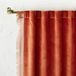 1pc Light Filtering Velvet Macrame Trim Window Curtain Panel Burnt Orange - Opalhouse™ Designed With Jungalow™ -Decor Haven Shop GUEST 9bfd56a0 ad5c 4df0 98b1 851ec6623ce3