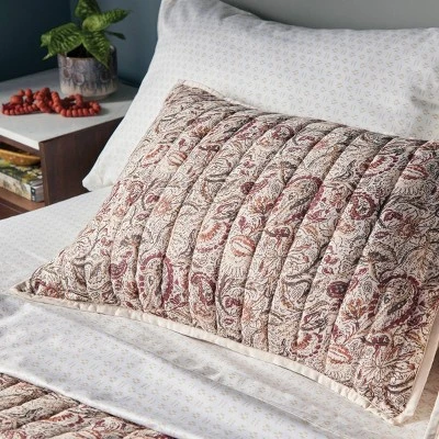 Voile Paisley Printed Quilt Sham Cream - Threshold™ 1 Voile Paisley Printed Quilt Sham Cream - Threshold™