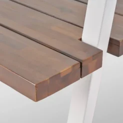 Huckleberry Rectangle Acacia Wood Patio Dining Table With Iron Plant Hanger Dark Brown/White - Christopher Knight Home -Decor Haven Shop GUEST af676181 7153 4cb0 a368 3583d1a998d0