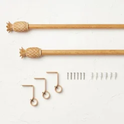 Pineapple Faux Wood Curtain Rod Natural Wood - Opalhouse™ Designed With Jungalow™ -Decor Haven Shop GUEST b565e685 bbc8 405f abbe 297780442d88